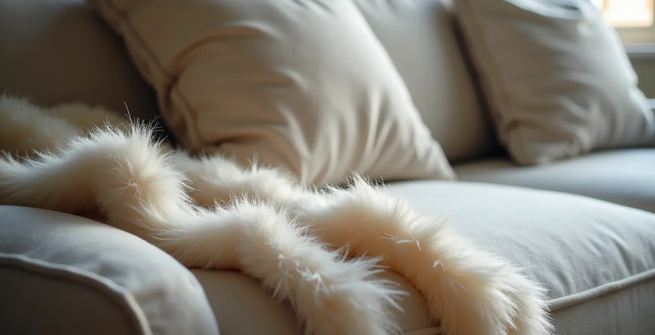 Détail d'un salon minimaliste avec un unique élément coloré créant un point de tension visuel